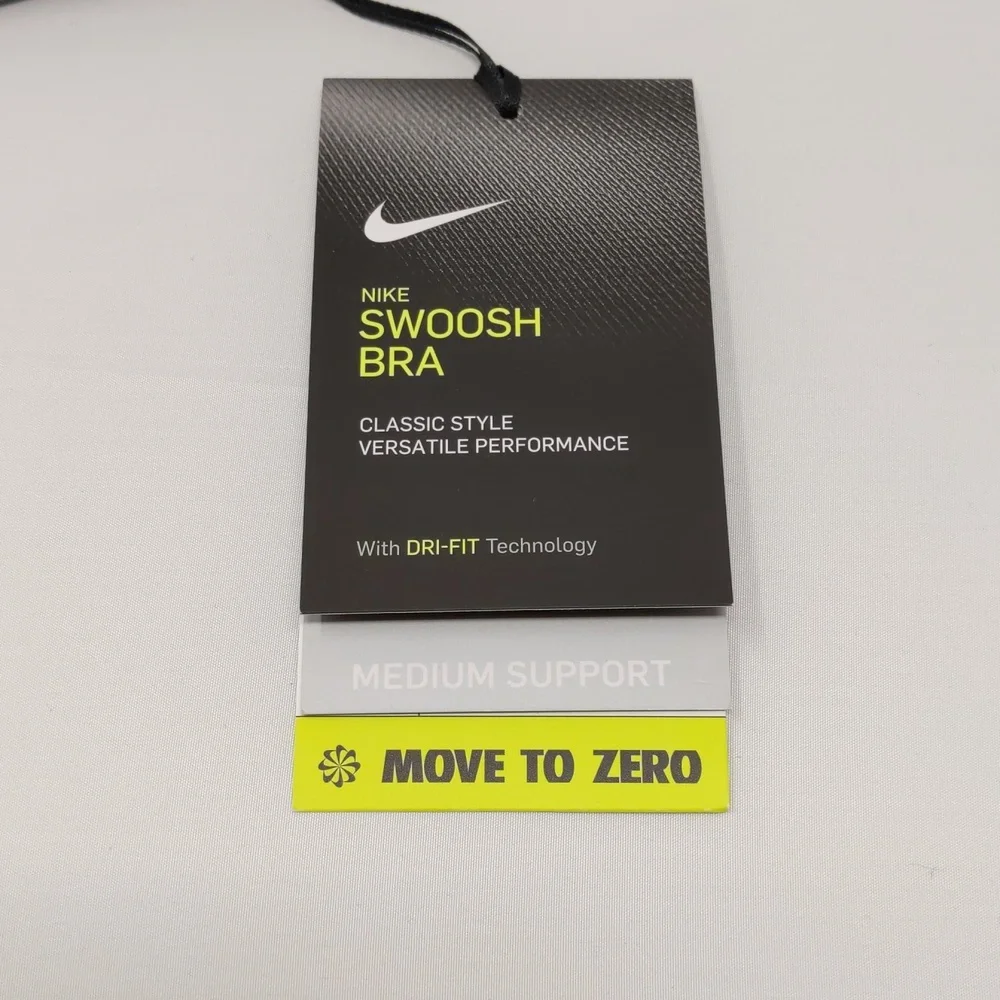 Nike Swoosh Bra Medium Support Compression Support Dri-Fit Size XS Gray NEW